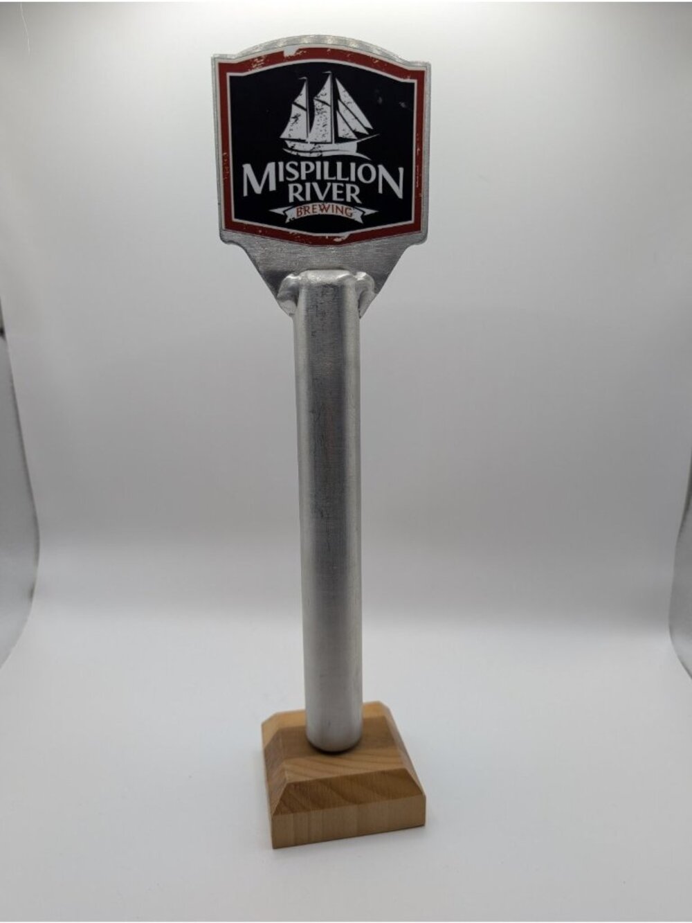 Mispillion River Brewing Tap Handle Black Silver Sailboat Metal Breweriana RARE